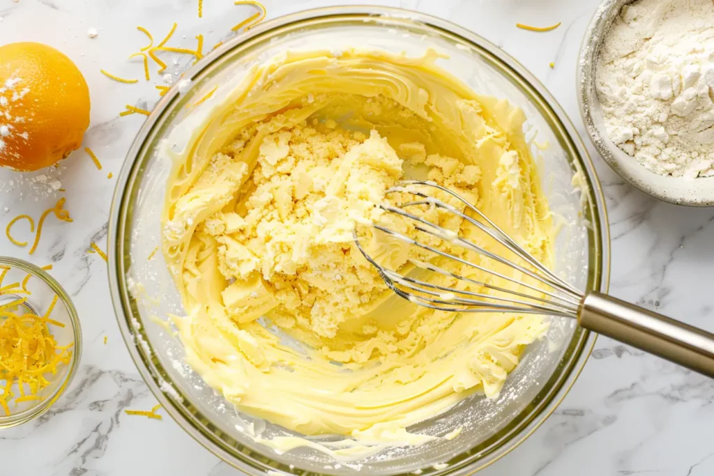 Orange Pound Cake: The Beautiful Recipe You’ll Obsess Over 2 Orange Pound Cake batter being mixed with butter and sugar
