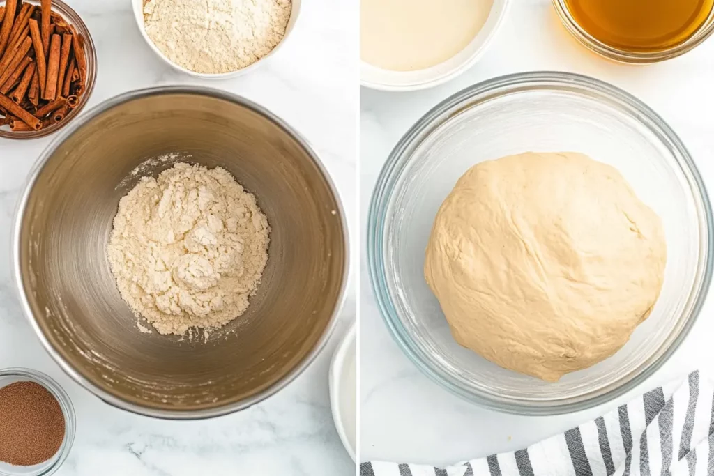 Mixing and kneading dough for elephant ears recipe