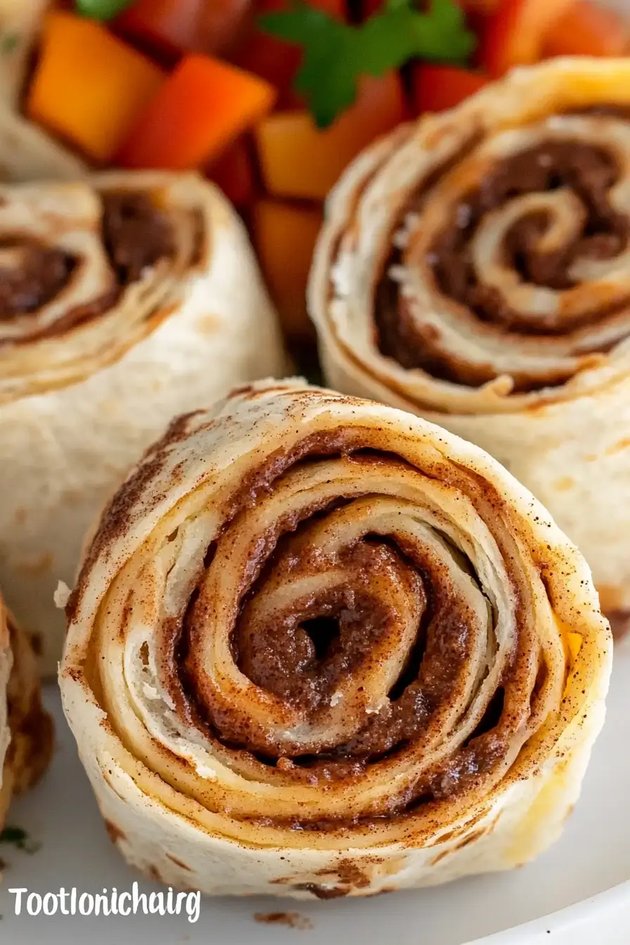Air Fryer Cinnamon Roll Tortilla – The Ultimate Crispy Delight 1 A half-eaten Air Fryer Cinnamon Roll with creamy icing and cinnamon dusting.