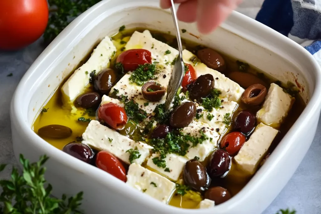 Baked Feta Cheese with Olives : This Simple Trick Will Make It Taste Even Better! 9 Baked Feta Cheese with Olives and cherry tomatoes, sprinkled with fresh parsley
