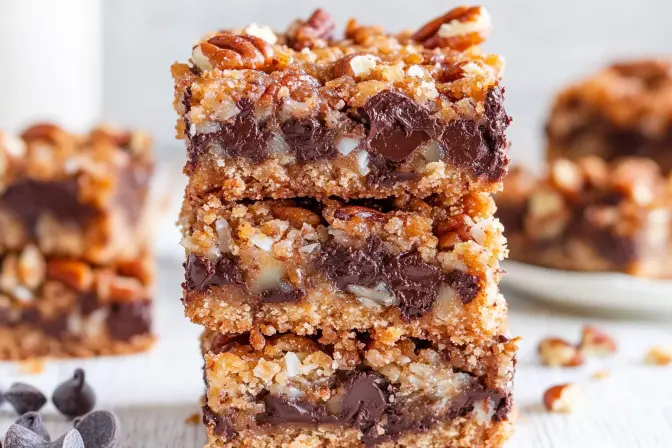 Hello Dolly Bars: The Ultimate Guide To Baking Love 16 Hello Dolly Bars stacked high on white background