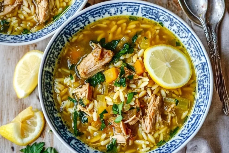 Chicken Vegetable Soup with Orzo: The Ultimate Cozy Dinner Recipe 8 Chicken Vegetable Soup with Orzo garnished with fresh parsley and lemon slice.