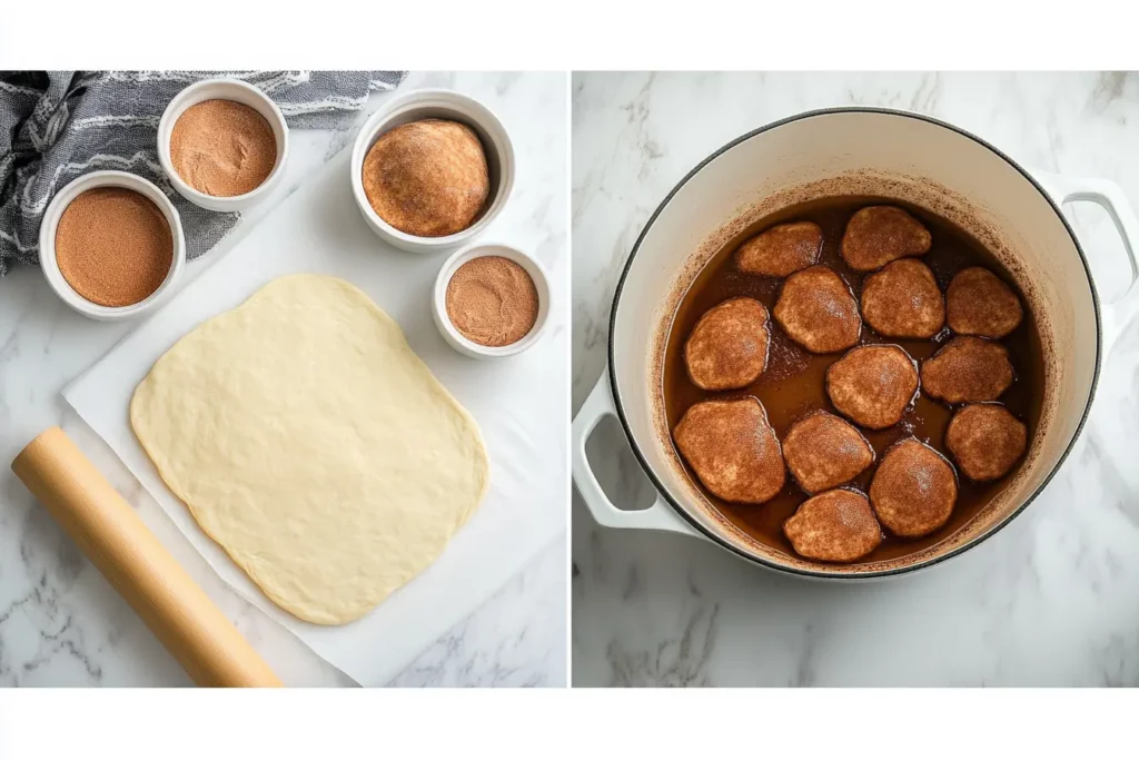 Rolling and frying dough for elephant ears recipe
