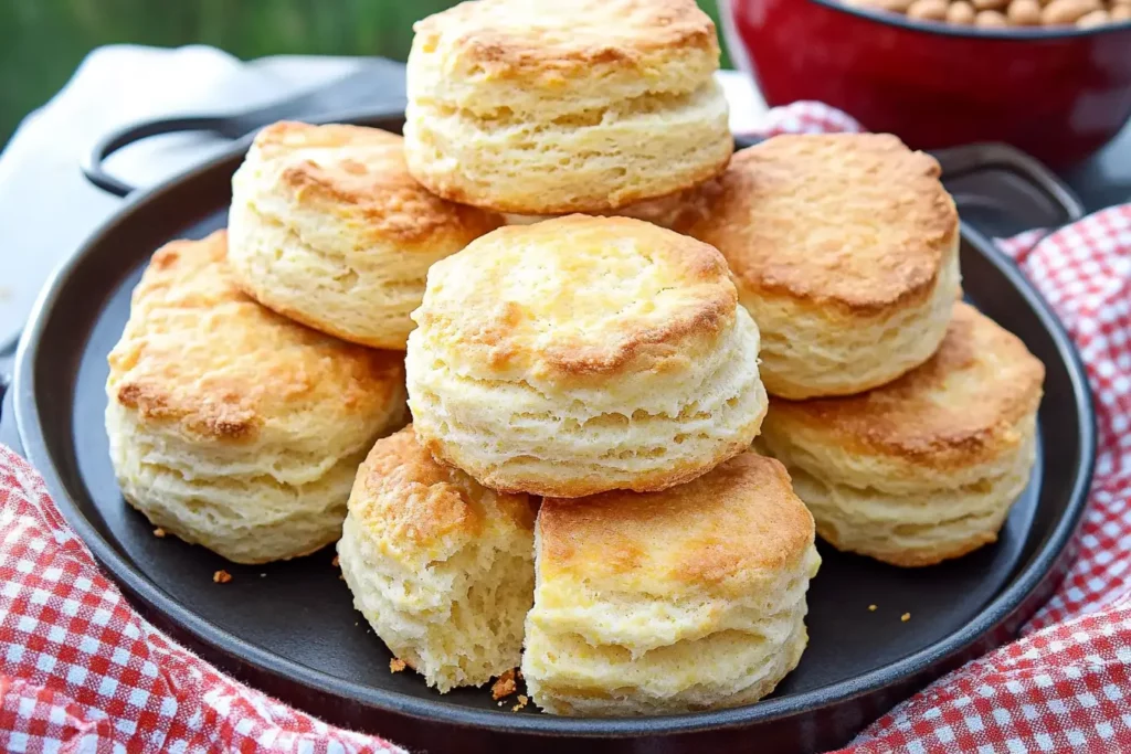 Cornmeal Buttermilk Biscuits dough rolled out and cut into rounds.