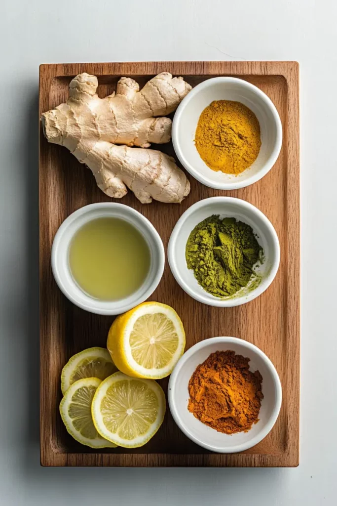 Japanese Mounjaro Detox Drink: What Happens After One Week 10 Japanese Mounjaro Recipe ingredients on wooden tray