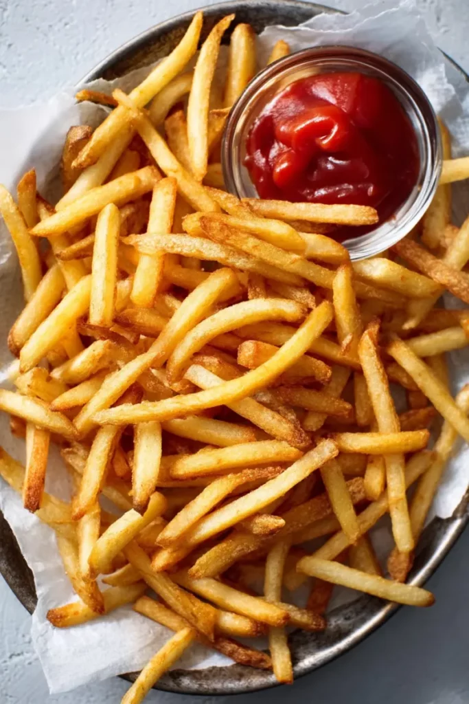 Air Fryer Frozen French Fries: What You’re Doing Wrong Right Now 16 Homemade air fryer fries with ketchup bowl