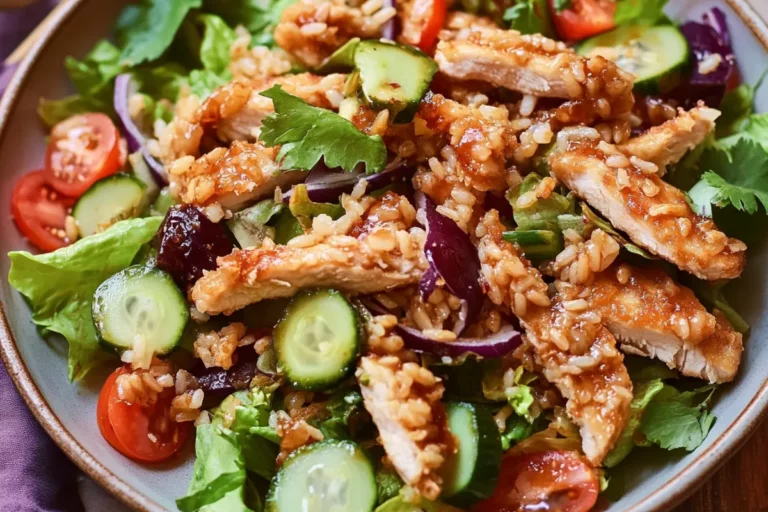 Chicken Shawarma Crispy Rice Salad: 10 Simple Surprises You'll Love 12 Chicken Shawarma Crispy Rice Salad with fresh cucumbers, tomatoes, and herbs