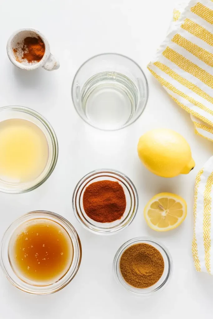 This Apple Cider Vinegar Detox Drink Might Surprise You 8 Apple Cider Vinegar Detox Drink ingredients flat lay