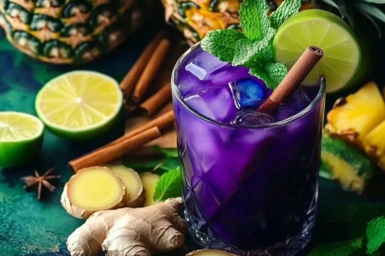 Brazilian Mounjaro Butterfly Pea Flowers: New Natural Boost 14 Colorful butterfly pea flower drink with pineapple and mint