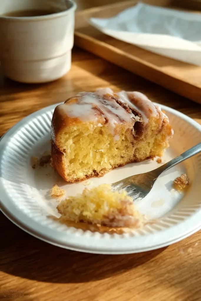 Viral Honey Bun Cake Recipe That’ll Make You Crave More 23 Glazed cinnamon viral honey bun cake served with coffee