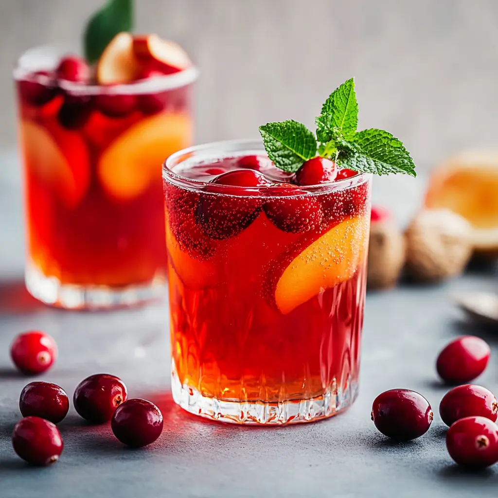 apple cider vinegar and cranberry juice weight loss drink with orange and mint