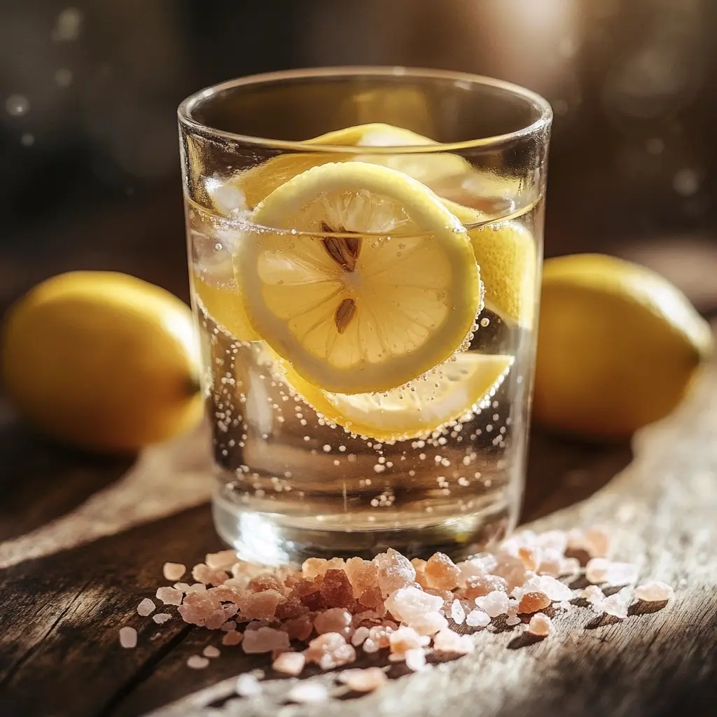 Brazilian Mounjaro Smoothie Recipe: Powerful Morning Fat-Burning Drink 2 detox lemon water with pink Himalayan salt close-up