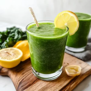 brazilian mounjaro smoothie with lemon on wood board