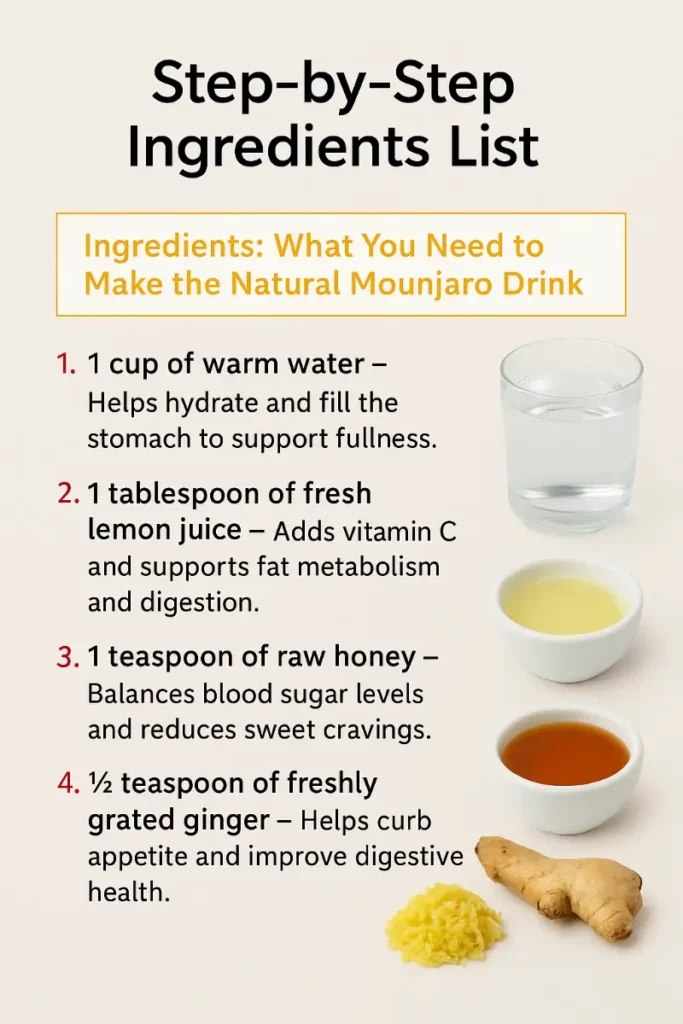 step-by-step ingredient list for natural mounjaro drink
