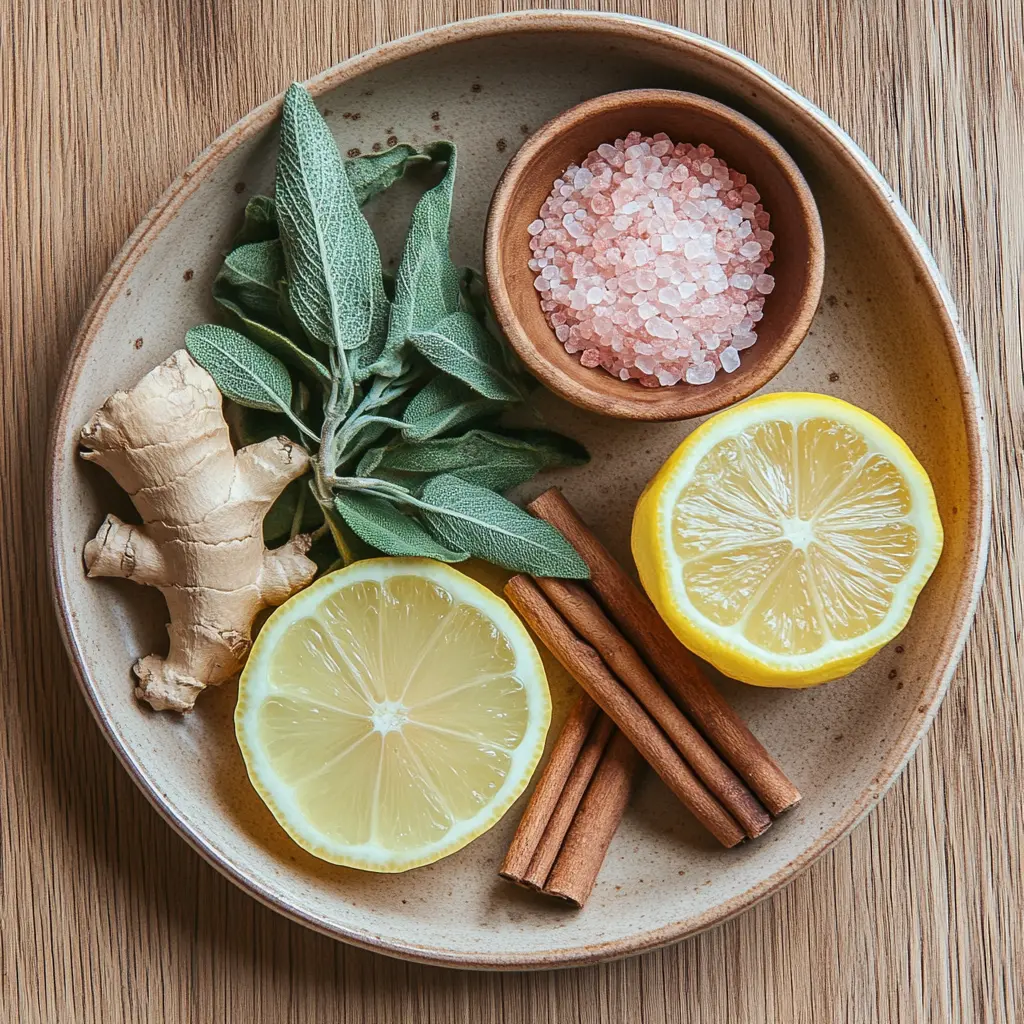 Brazilian Mounjaro Tea Recipe with Fat-Burning Herbs: Morning Detox That Works 1 ingredients for brazilian mounjaro tea flat lay