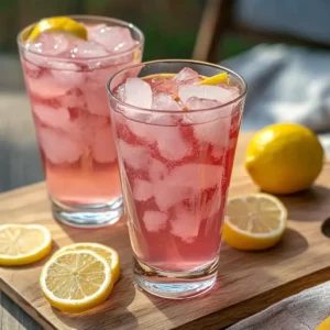 pink salt for weight loss drink with lemon slices and ice