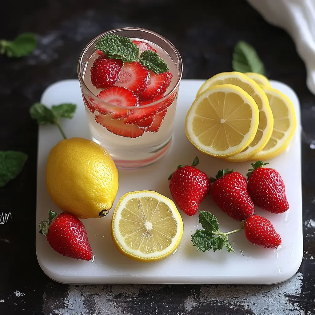 Low Calorie Strawberry Lemon Water for Weight Loss Recipe 1 infused strawberry lemon water for weight loss with mint in mason jar