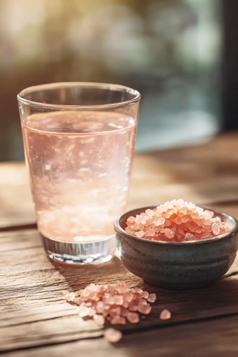 Pink Salt Trick Recipe: The Morning Ritual for Weight Loss 1 Pink salt trick recipe ingredients in natural light setting