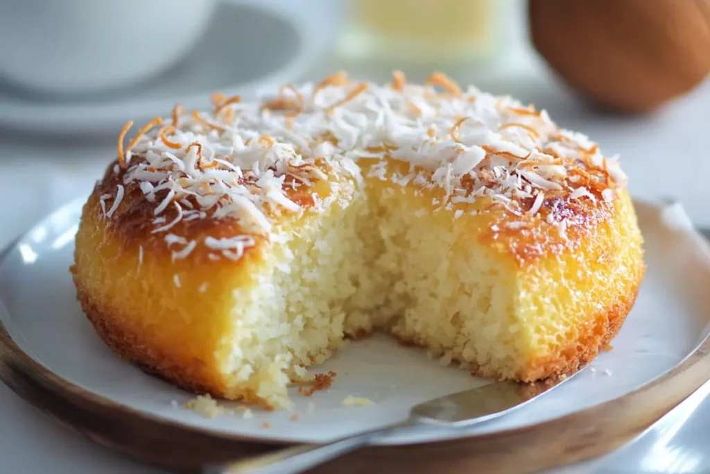 Brazilian Manjaro ingredients baked and topped with golden coconut