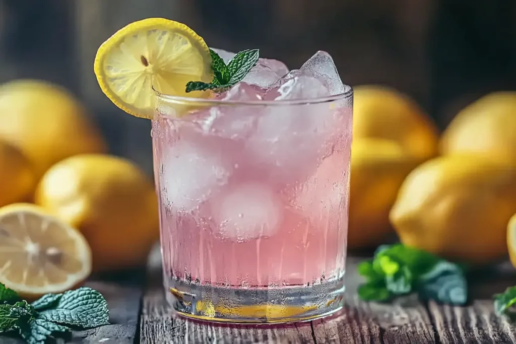 pink salt trick recipe for weight loss drink with lemon garnish