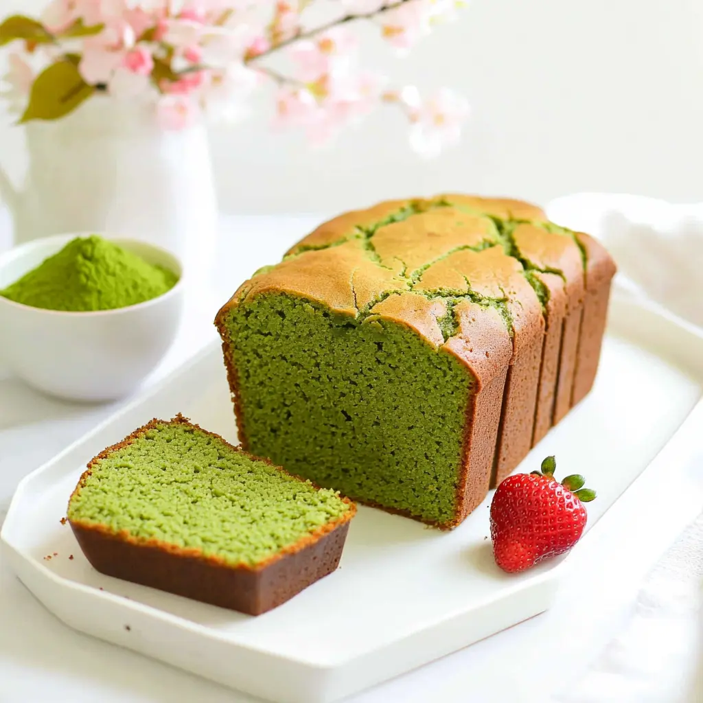 Matcha Pound Cake Recipe: Amazing Truth You’ll Love 8 Matcha Pound Cake Recipe sliced with cherry blossoms and vibrant green crumb