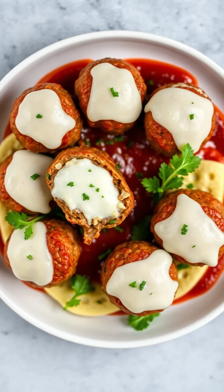 BEST Mozzarella Stuffed Meatballs