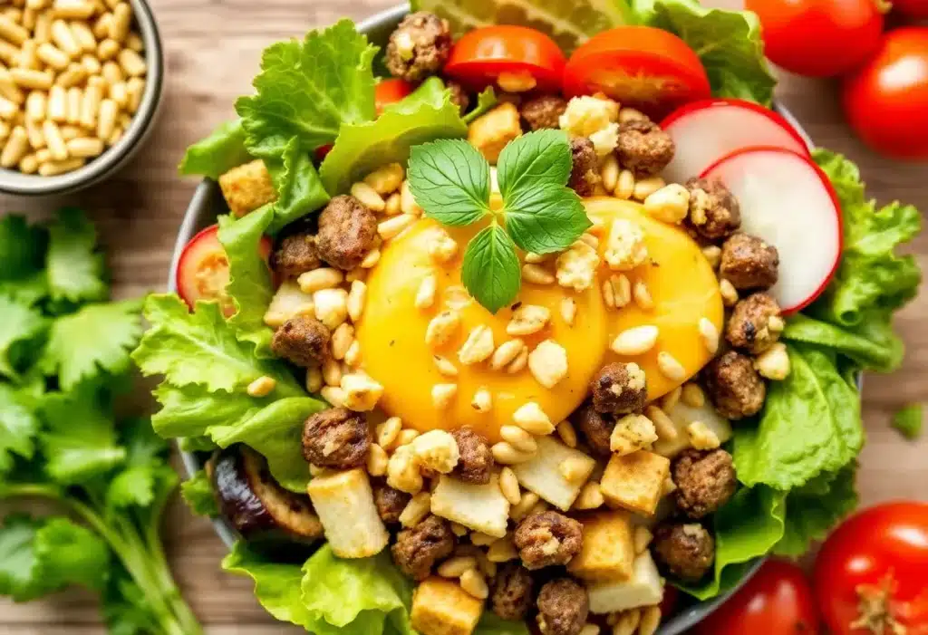 Keto Big Mac Salad with beef, cheese, and special sauce