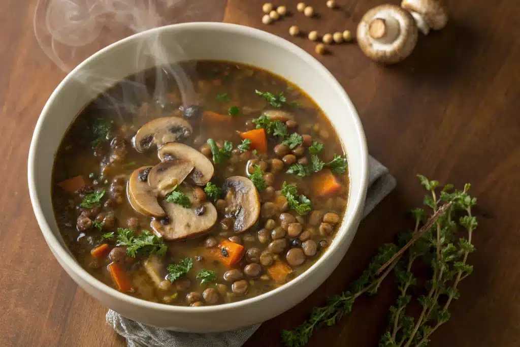 French Lentil and Mushroom Soup