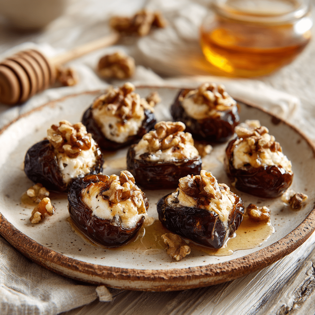 Goat Cheese Stuffed Dates That Wow in Minutes 1 u4423197994 A rustic ceramic plate with goat cheese stuffed M 1345fc41 7974 4308 8ec1 41e03d366da6 2 Goat Cheese Stuffed Dates That Wow in Minutes