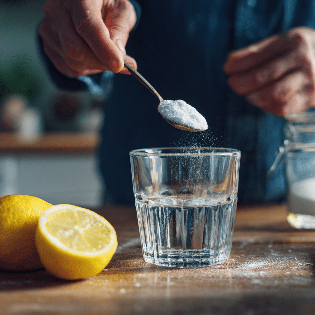 Baking Soda Detox Drink: Powerful Morning Trick With Real Results 4 Baking soda detox drink in preparation with lemon
