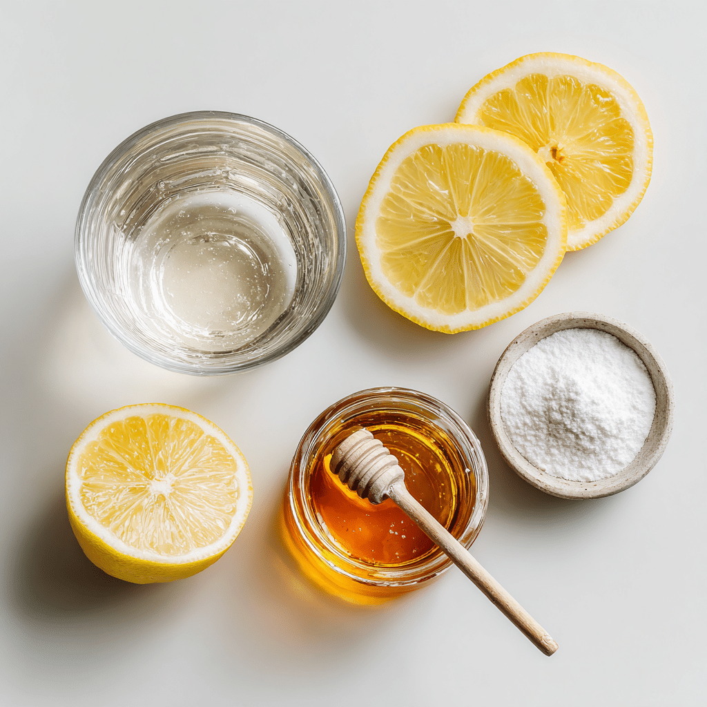 Baking Soda Detox Drink: Powerful Morning Trick With Real Results 3 Baking soda detox drink ingredients flat lay