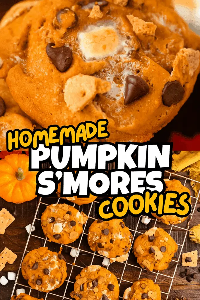 Pumpkin s'mores cookies taste of home 4 Homemade Pumpkin S'mores Cookies with chocolate chips, marshmallows, and graham cracker pieces, perfect for fall desserts.