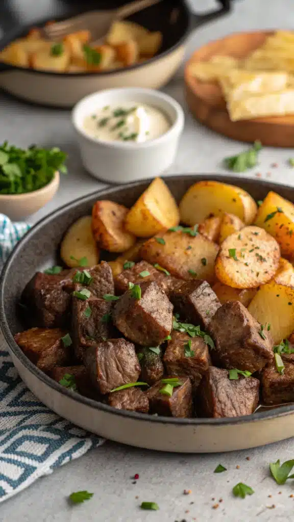 garlic steak bites recipe