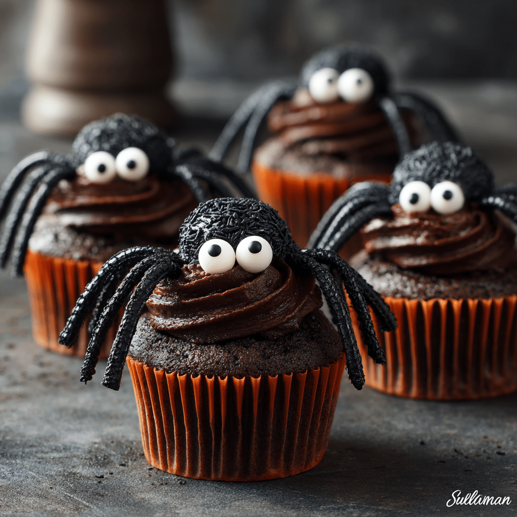 Easy Halloween dessert recipes for kids chocolate spider cupcakes