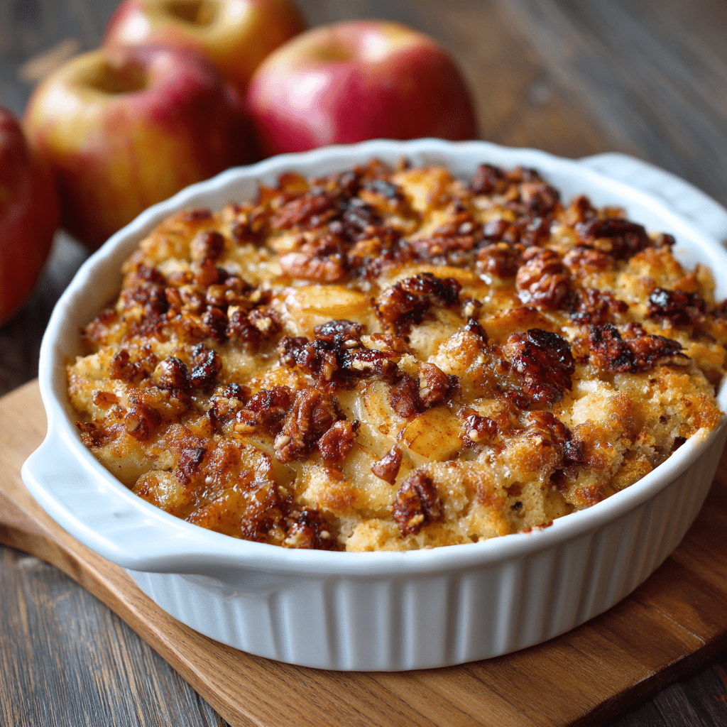 Baked Easy Apple Casserole with Crisp Pecan Topping