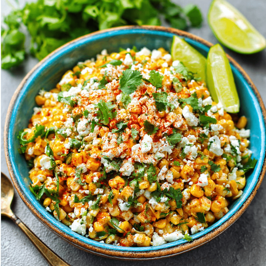 Mexican Street Corn Salad (Esquites) – No-Cook Flavor Bomb 3 Spicy Mexican Street Corn Salad in rustic bowl