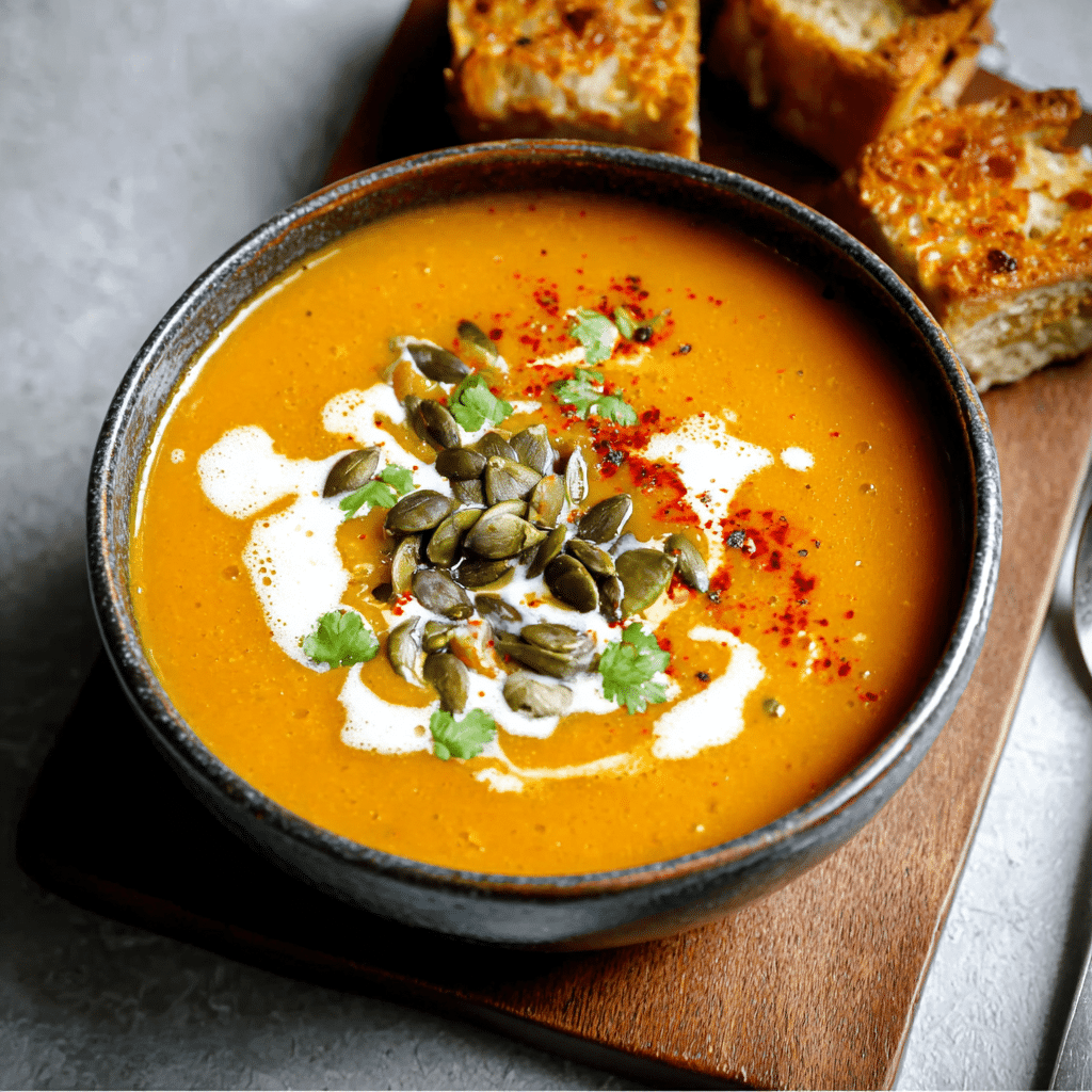 Pumpkin Soup Recipe: 3 Creamy Ideas for Fall Comfort 4 Pumpkin soup recipe with creamy swirl and crusty bread dip