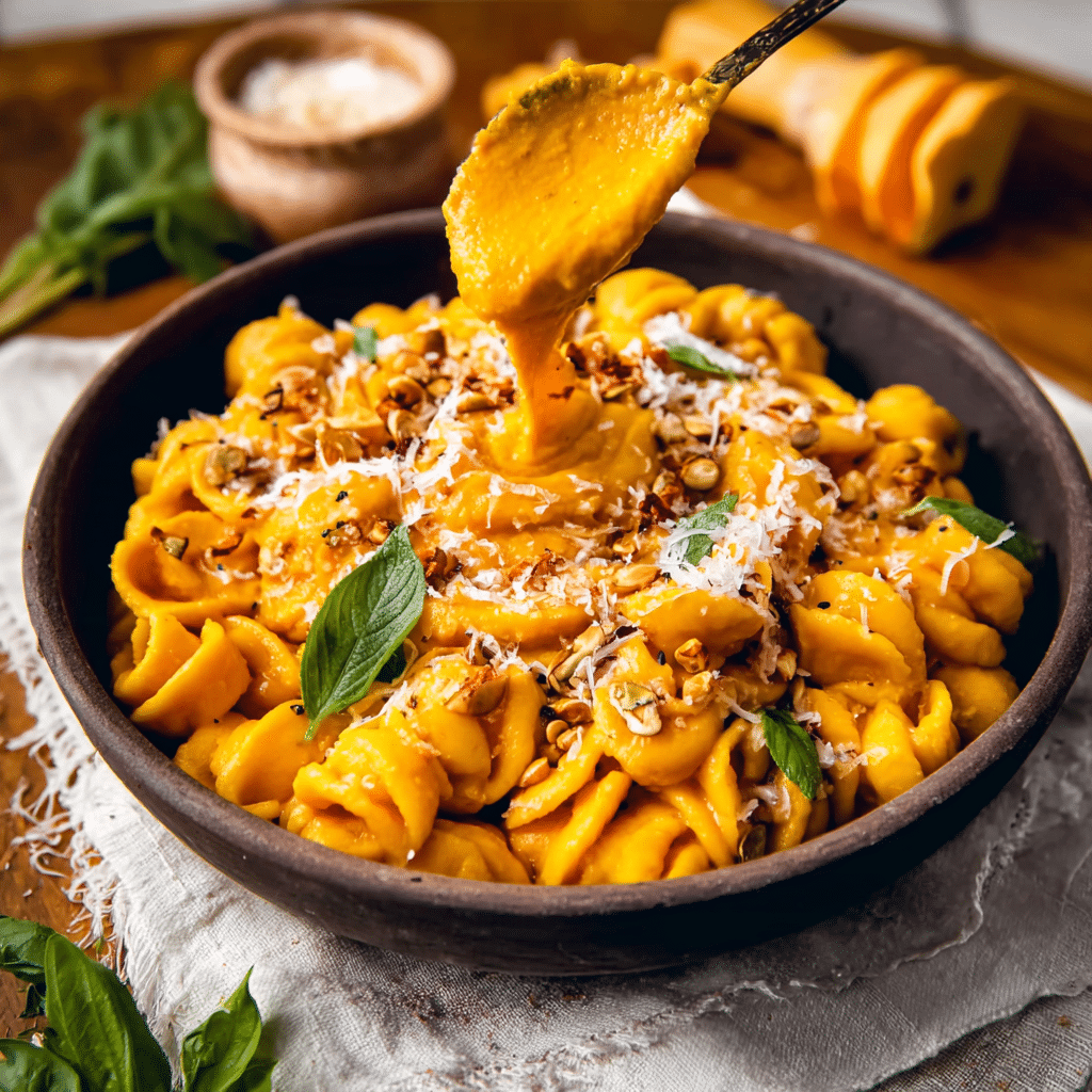 Pumpkin Pasta Sauce: 5 Irresistible Recipes You’ll Love 5 Pumpkin pasta sauce on orecchiette with basil and toasted nuts