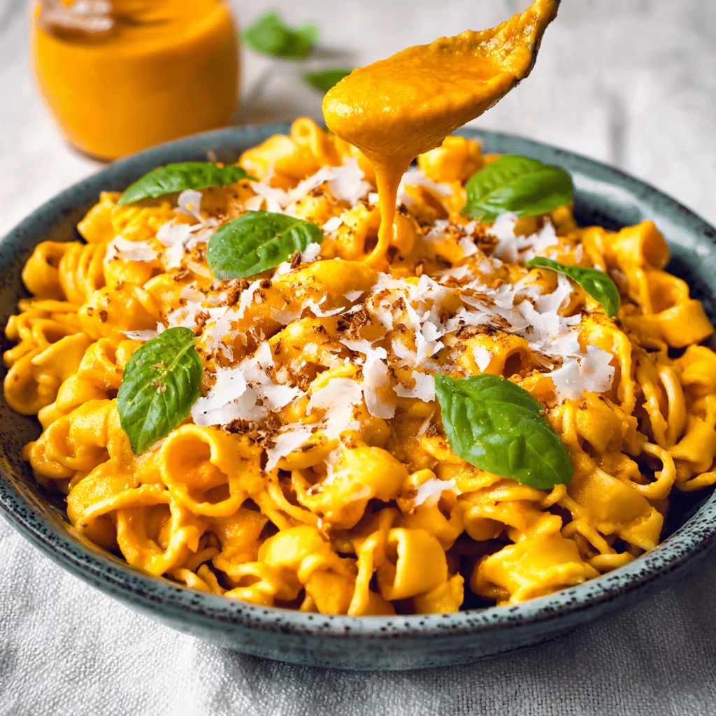 Pumpkin Pasta Sauce: 5 Irresistible Recipes You’ll Love 1 Pumpkin pasta sauce on shell pasta with basil and Parmesan