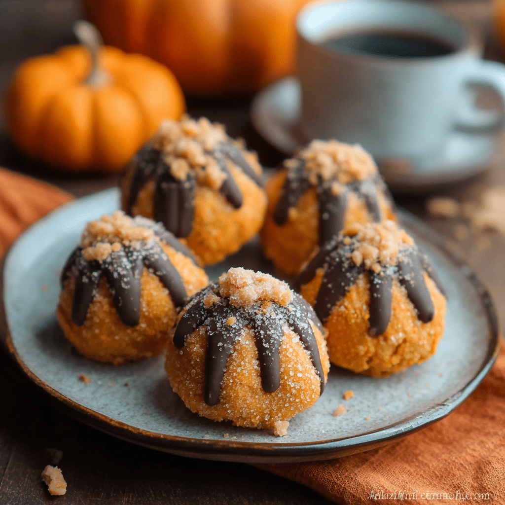 Pumpkin Cheesecake Truffles – Easy No-Bake Fall Dessert 1 Pumpkin cheesecake truffle with creamy cheesecake filling topped with candied pecans