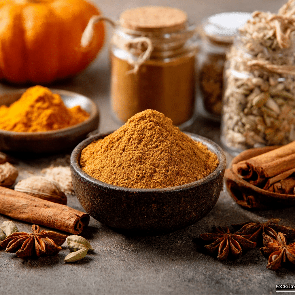 Pumpkin Spice Blend Recipe – 5 Minutes to Warm, Cozy Flavor 1 Bowl of pumpkin spice blend with cinnamon sticks and star anise on table