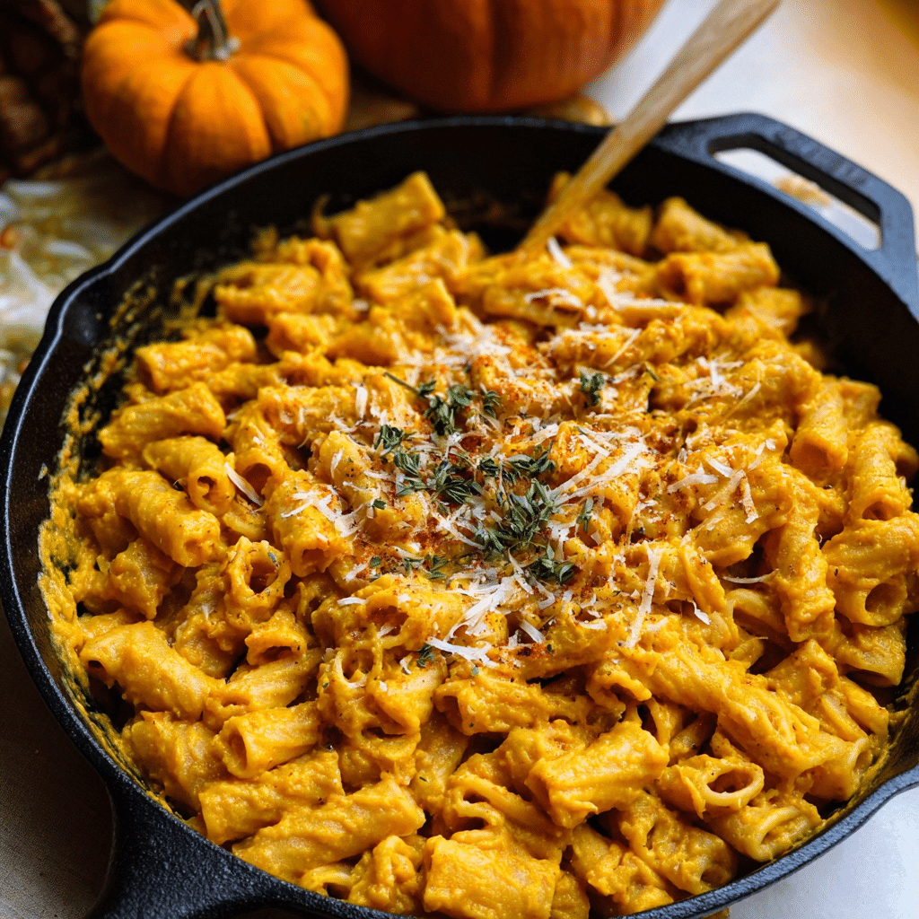 Pumpkin Pasta Sauce: 5 Irresistible Recipes You’ll Love 4 Pumpkin pasta sauce on rigatoni with thyme and paprika garnish