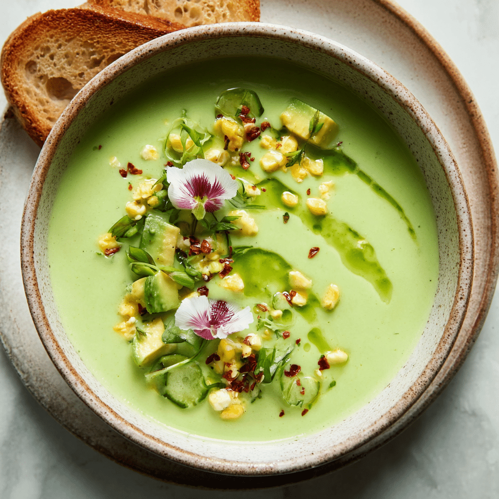 Chilled Avocado and Cucumber Soup (Cold & Creamy in 10 Minutes) 3 Chilled Avocado and Cucumber Soup with dill and feta