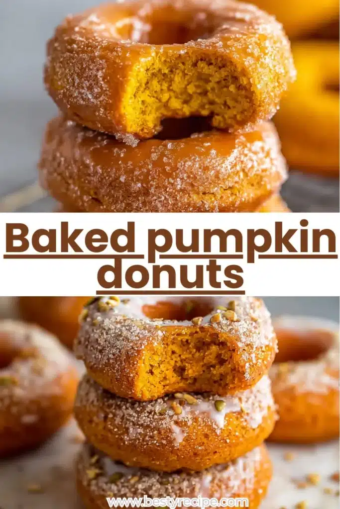 Easy Baked Pumpkin Donuts 1 Deliciously fluffy easy baked pumpkin donuts on a plate.
