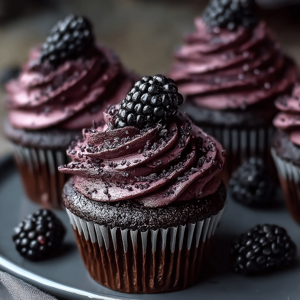 Dark Chocolate Blackberry Cupcakes: Indulge in a Decadent Dessert Delight 2 dark chocolate blackberry cupcakes