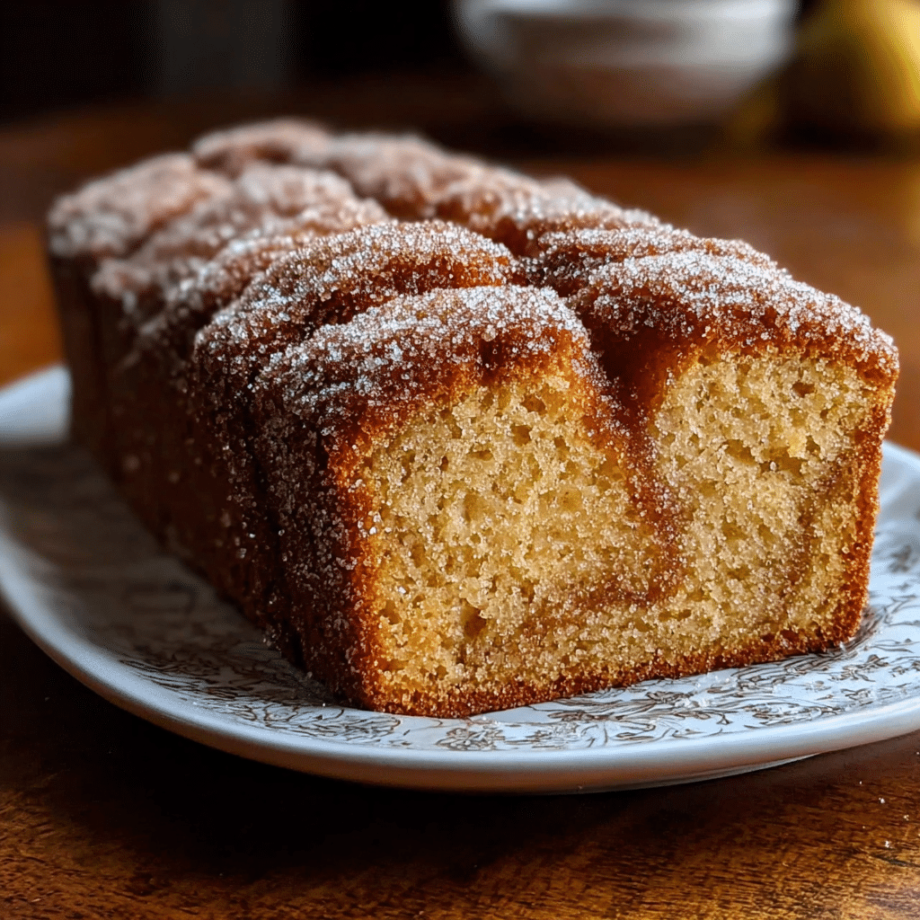 Spiced Apple Cider Donut Loaf with Cinnamon Sugar Crust