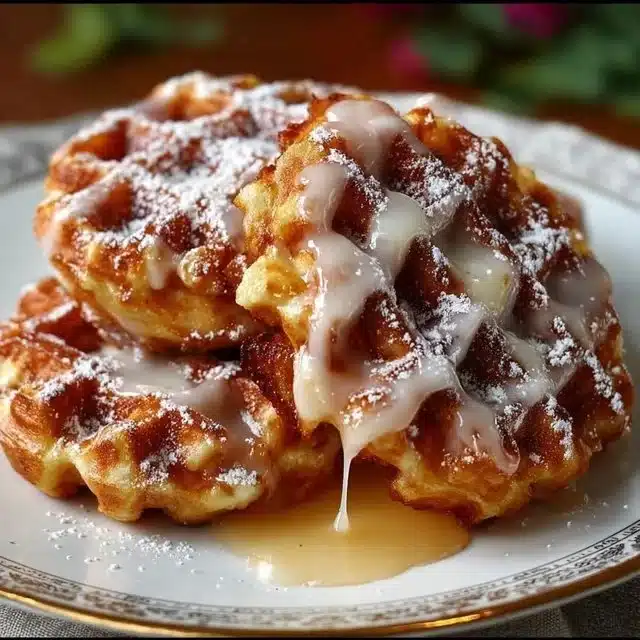 Delicious Apple Fritter Waffle Donuts served on a plate