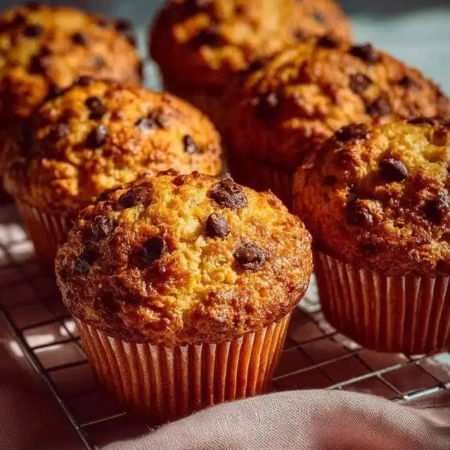 A batch of golden brown cottage cheese muffins on a wooden table