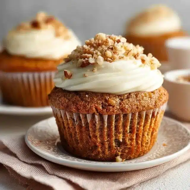 Delicious easy carrot cake with cream cheese frosting on a plate