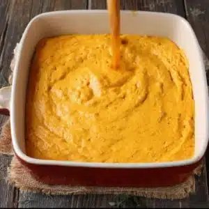 Healthy Pumpkin Cottage Cheese Bake served in a dish, topped with spices.